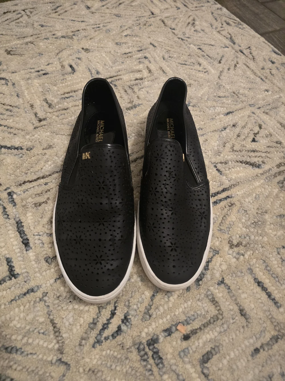 Michael Kors Womens Black Perforated Slip-On Sneakers